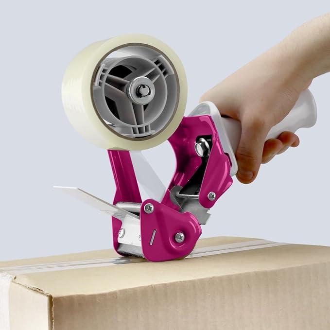 TAPEWELL Heavy Duty Metal Frame 2 Inch Wide Packing Tape Dispenser Gun with Special Ergonomic Handle, 3" Core, Premium Tempered Steel Blade
