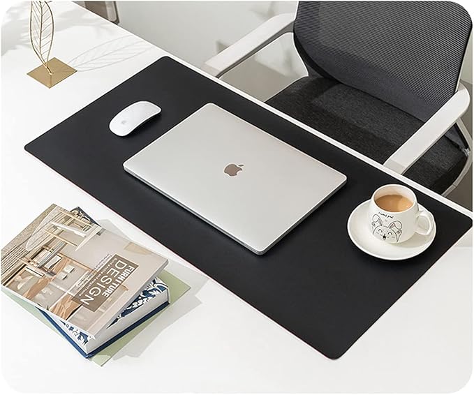 SUJAYU Dual Sided PU Leather Desk Pad, Mouse Pad, Office Desk Mat, Non-Slip Laptop Desk Pad, Waterproof Desk Writing Pad for Office and Home (23.6" x 11.8", Black)