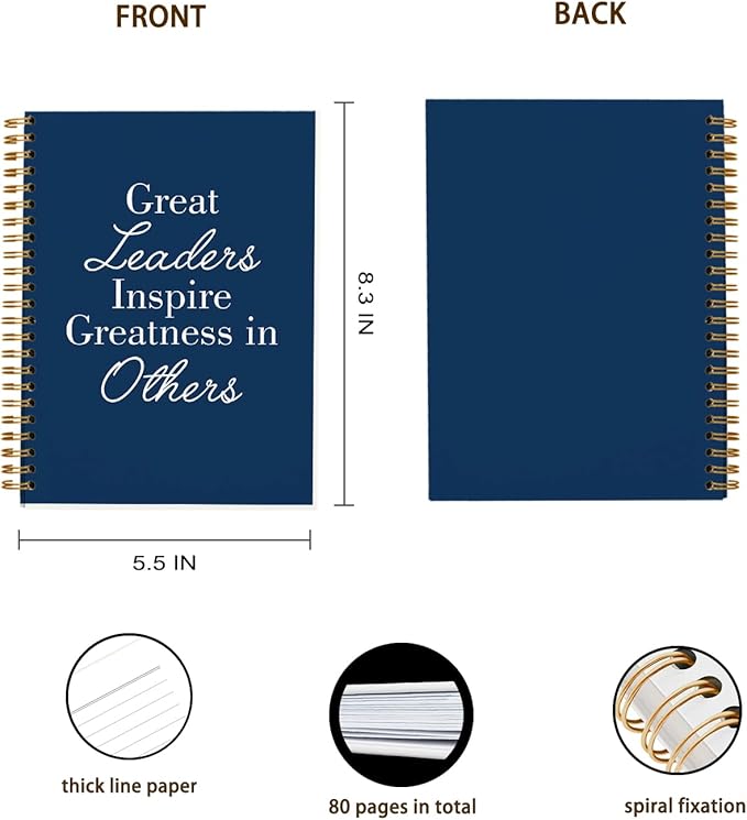 OXW Navy Blue Meeting Notebooks for Work, Leadership Gifts Office Work Notebook Journal for Writing Note Taking, Thank You Gifts for Women Men Leader Boss Mentor Principal Manager, 5.5"x8.3"