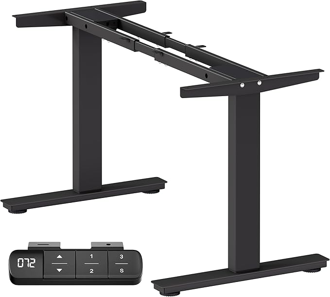 Electric Standing Desk Frame Dual Motor with Memory Controller, Computer Desk Adjustable Table Legs Up to 47.2" for Home Office, Black