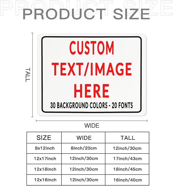 Custom Sign Personalized Custom Metal Sign, Customize For Office, Business, Workplace, Office, Home, Delivery Signs 12x18