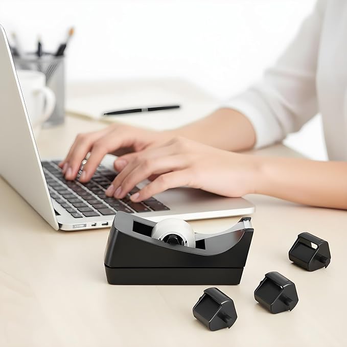 18 Pcs Tape Dispenser Replacement Core, Black Plastic Allocator Roll Insert for Office Home Supplies Accessories