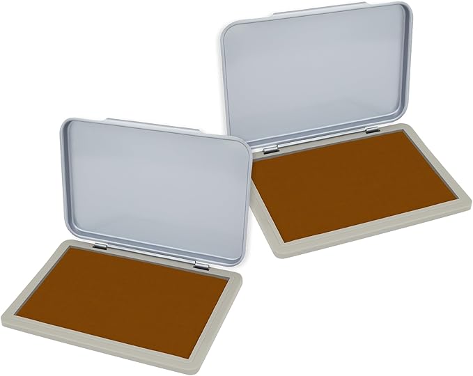 2 Pack Metal Case Stamp Pad Medium Size, Brown Color - Size: 3" x 4" - Choose from 15 Ink Colors