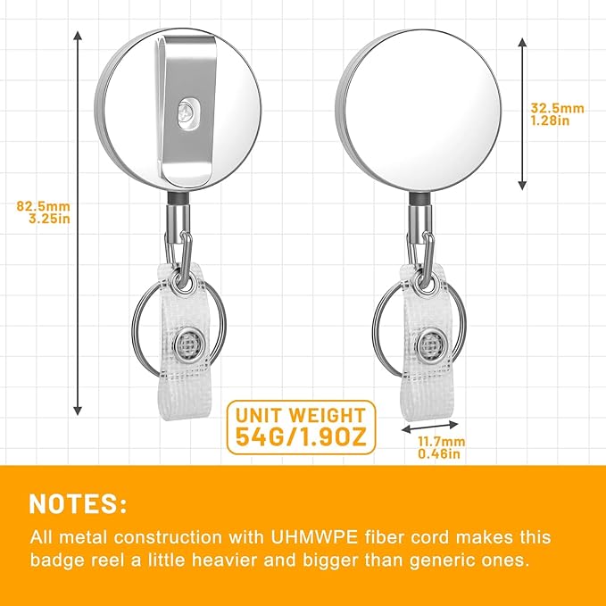 Selizo Metal Badge Reels - 3 Pcs Retractable Badge Holder with Belt Clip Key Ring for ID, Key, Name Card Holder
