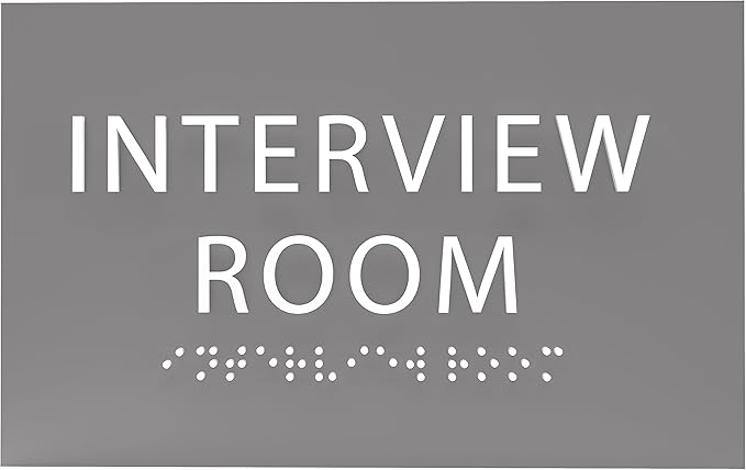 ADA CENTRAL SIGNS - 6" X4" Interview Room Sign - ADA Compliant Tactile Graphics Grade 2 Braille Text Acrylic Wall Sign | Privacy, Meeting, Room Name Sign for Schools, Hospitals, Offices, & Apartments
