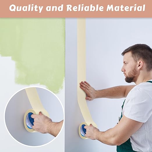 Fainne Masking Tape Bulk General Purpose Masking Painting Tape 55 Yards for Painting Home Office School Stationery Arts Crafts Basic Use, Easy Removal(6 Rolls,3 Inch)