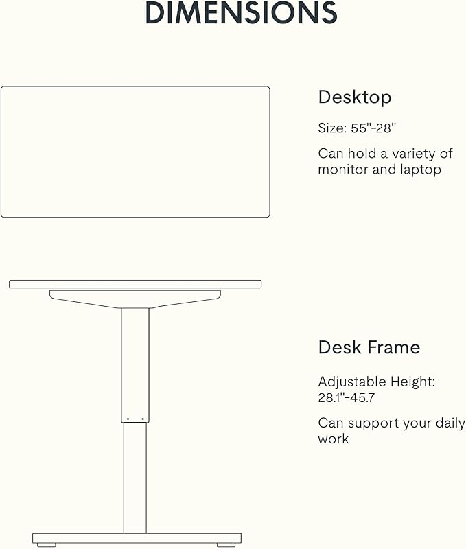 FLEXISPOT EN1 Bamboo Single-Piece Standing Desk, 55 x 28 Inches Ergonomic Desk for Home Office and Gaming (Black Frame + Bamboo Top, 2 Packages)