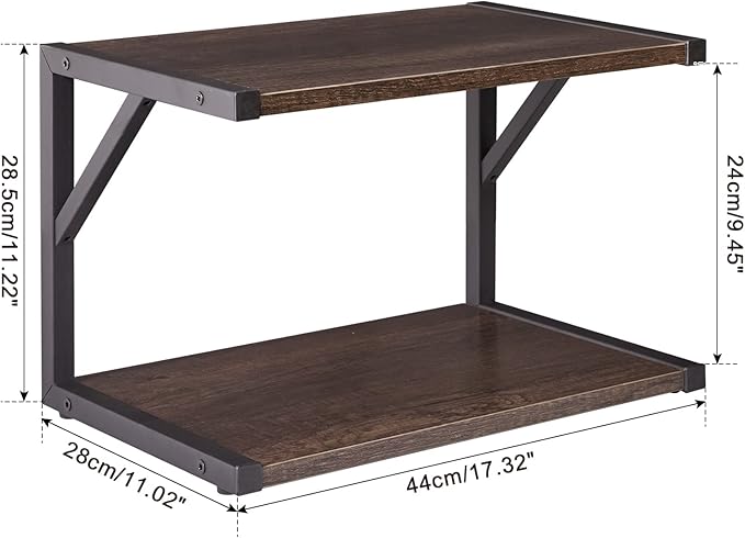 IBUYKE 2-Tier Desktop Printer Stand Holder, Multi-Purpose Desk Organizer Storage Shelf, Book Shelf Printer Shelf for Fax Machine, Scanner, Files, Books, Dark Grey UTLJ004G
