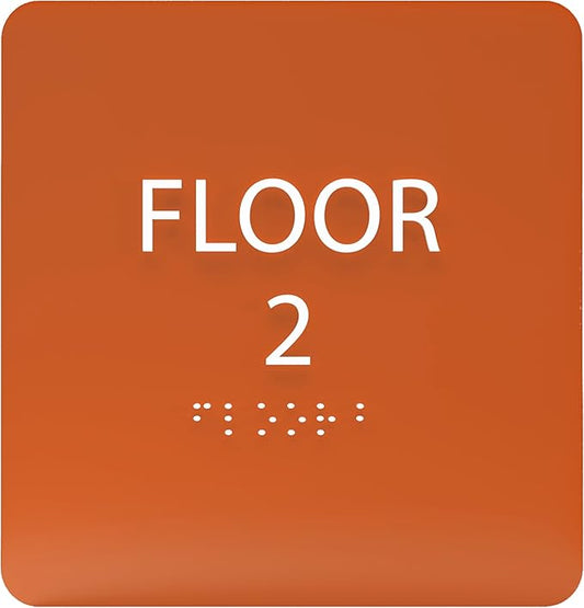 Burnt Sienna ADA Floor 2 Sign with Braille – Made from Durable Acrylic and Ready to Mount