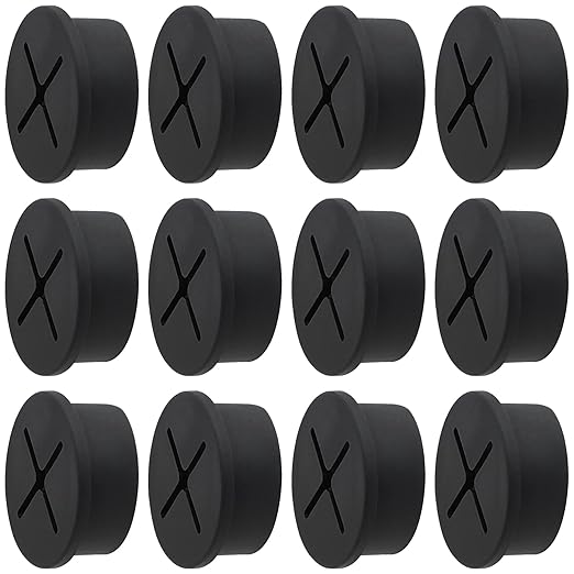 Desk Grommet, 1 Inch Flexible Rubber Grommets, Silicone Cable Cord Grommet Wire Hole Cover for Desk, Table and Other Furnitures(12Pack)