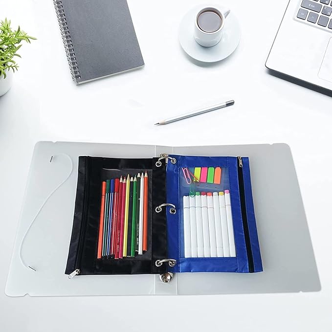 YoeeJob Pencil Pouch for 3 Ring Binder，Zipper Pencil Pouches Bulk，Pencil Case Pouch with Clear Window for Class, School, Office, 4 Colors-24 Packs