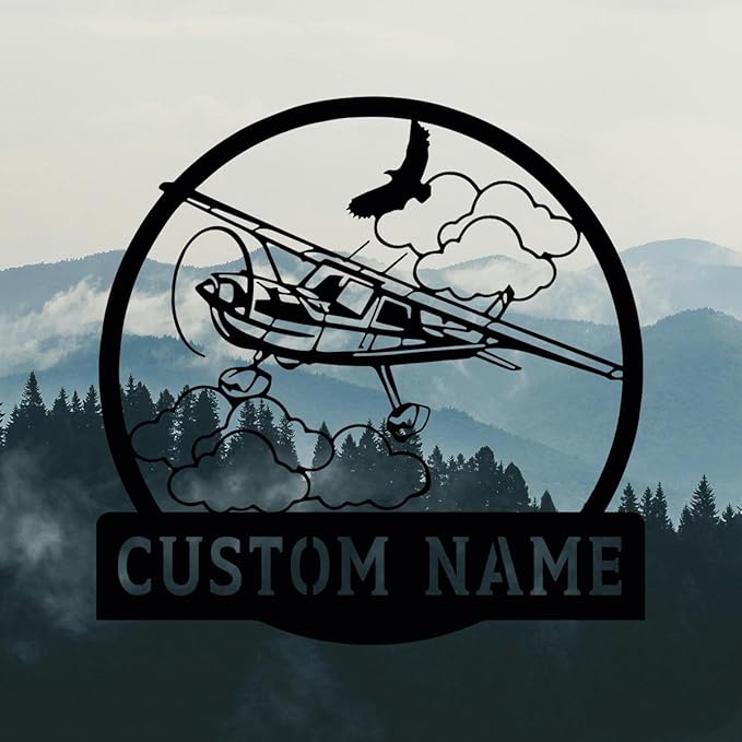 Personalized Metal Airplane Wall Art, Airplane Name Sign, Customized Pilot Name Sign, Airplane Hangar Sign Decor, Aviation Home Office Decor, Large Outdoor Decor, Pilot Gifts, Aircraft Lovers Gift