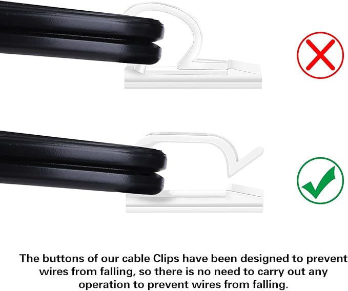 60 PCS XHF 3/4” Adhesive Cable Wire Clips Clear, Outdoor Christmas Light Clips, Cable Staples Cable Management Wire Organizer Cord Holder for Under Desk, Car, Wall, TV PC Ethernet