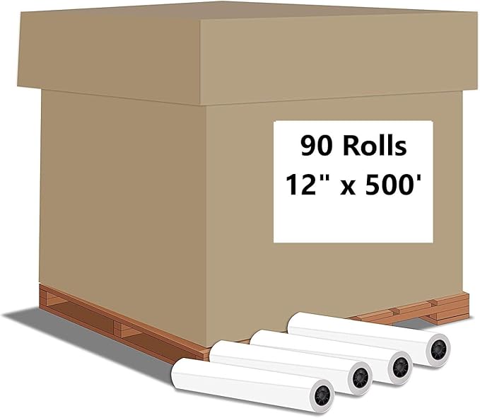 Alliance Wide Format Paper Rolls Bond Engineering (20lb | 90 Rolls, 12 In x 500 Ft | 3" Core)