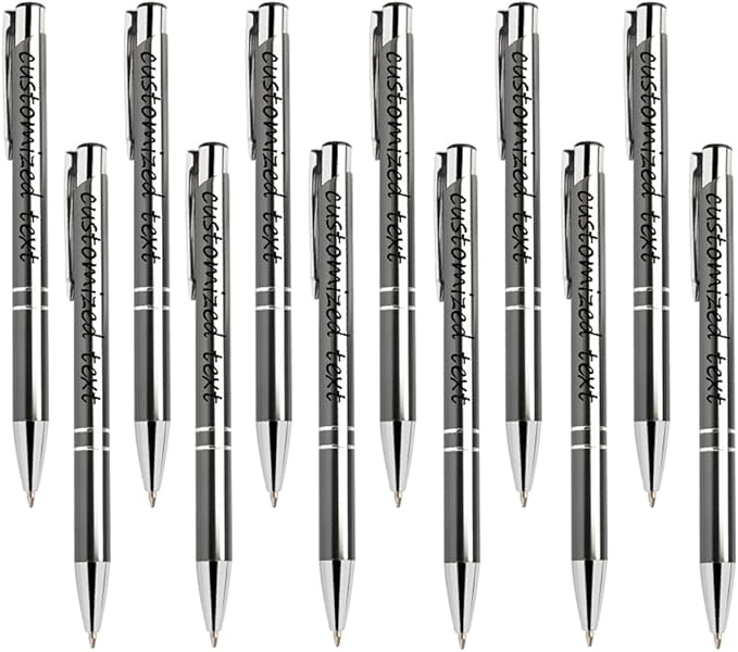 Yucold Customized ballpoint pens in bulk, personalized ballpoint pens with free engraving, for use in companies, enterprises, graduation anniversaries (Grey,13)