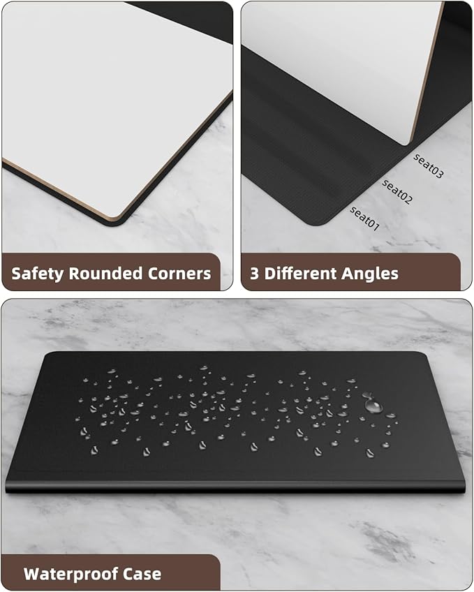 Mehaving Small Dry Erase Board with Stand for Desk, Portable Reusable Desktop Notepad, 9.5 * 6.6in Memo White Board,Office Home Supplies Desk Accessories MH770 (Black)