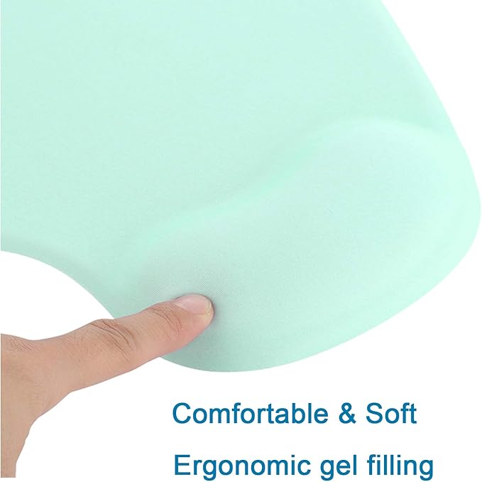 xinidc Ergonomic Computer Mouse Pad with Wrist Rest Support, Pain Relief Mouse Pad with Non-Slip PU Base for Home Office Working Studying (Light Green)