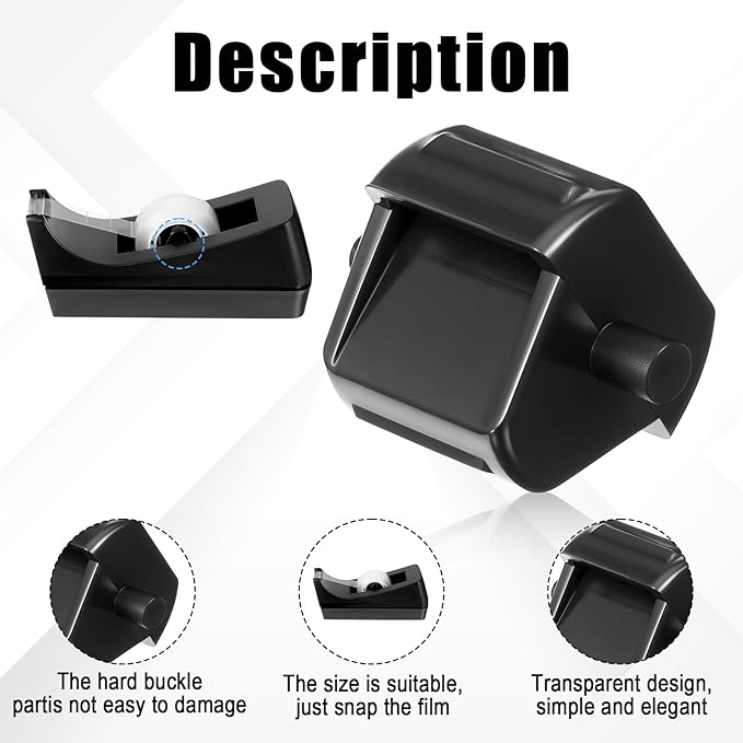 18 Pcs Tape Dispenser Replacement Core, Black Plastic Allocator Roll Insert for Office Home Supplies Accessories