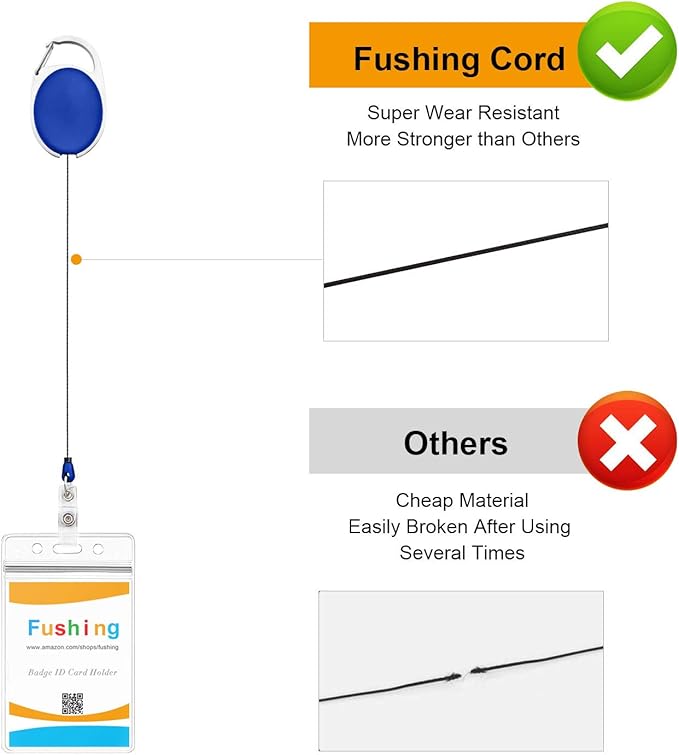 Fushing 20Pcs Retractable ID Badge Holders ID Badge Reels with Clip Retractable Badge Holders for Office Worker Doctor Nurse (Blue)