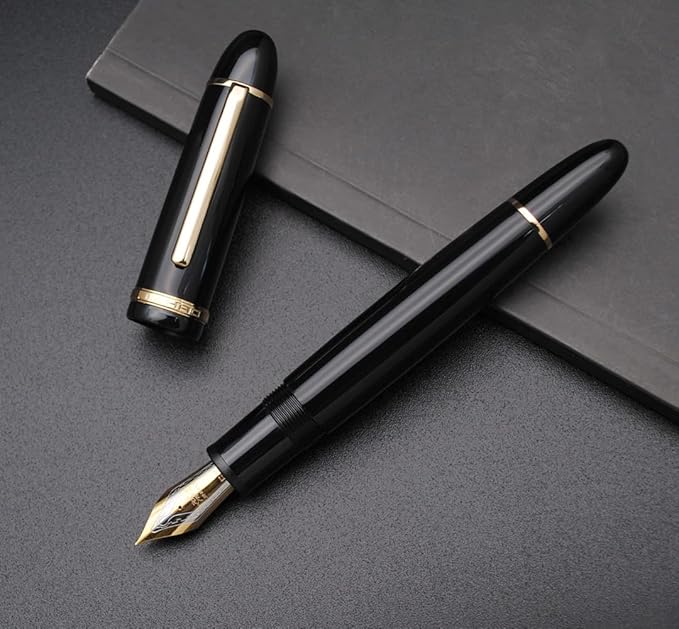JINHAO X159 Fountain Pen (EF Nib 0.38mm, Black with Gold Clip)