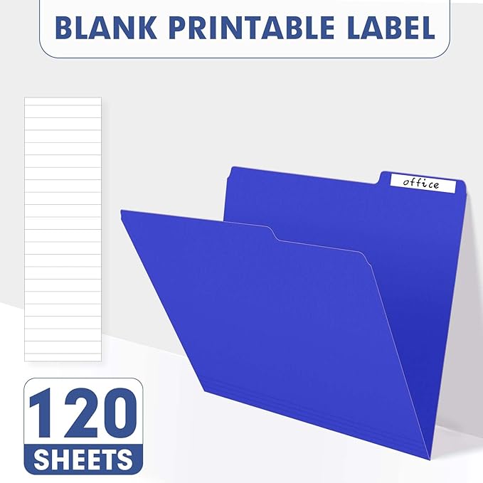 File Folder, PANDRI 120 Pack File Folder, 1/3 Cut Tab, Letter Size, Filing Folder for Office School Business, Royal Blue