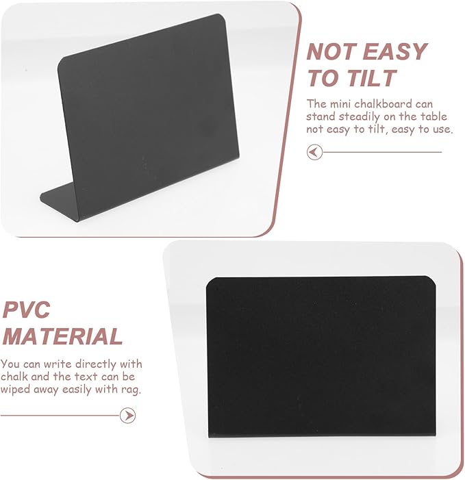 VILLCASE 10pcs Shaped Mini Blackboards Desktop Message Signs for Shops Bakery Restaurants Reusable PVC Chalkboards for Menus Notes and Reminders