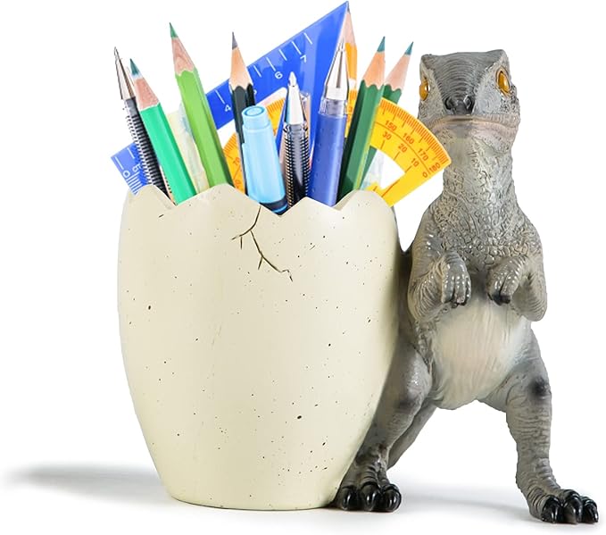 Banllis Cute Pencil Holder Funny Dinosaur Desk Accessories,Pen Organizer for Home and Office Decorative Supplies,Decor Toothcup,Resin Gift for Man and Women