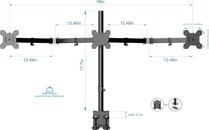 Rocelco 46" Large Height Adjustable Standing Desk Converter with Triple Monitor Mount BUNDLE - Quick Sit Stand Up Computer Workstation Riser - Retractable Keyboard Tray - White (R DADRW-46-DM3)