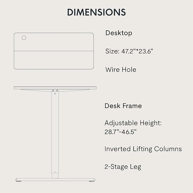 FitStand Adjustable Standing Desk, 47x24 Inches Home Office Desk with Memory Preset, Home Office Desk Computer Workstation Splice Black Top + Black Frame