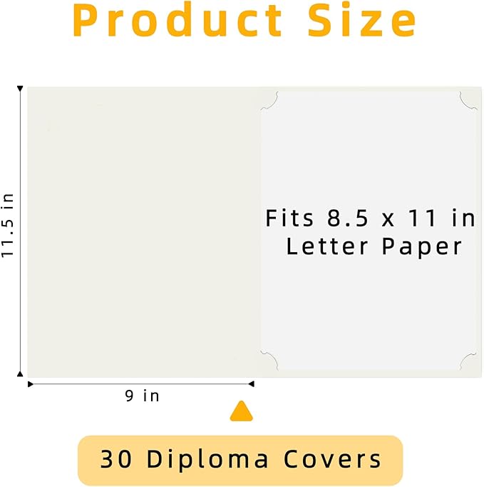 HAUTOCO 30 Packs Certificate Holders, Cream Color Diploma Folders Certificate Covers with Gold Foil Border for Letter Size 8.5x11 Cardstock, Award, Document, Graduation