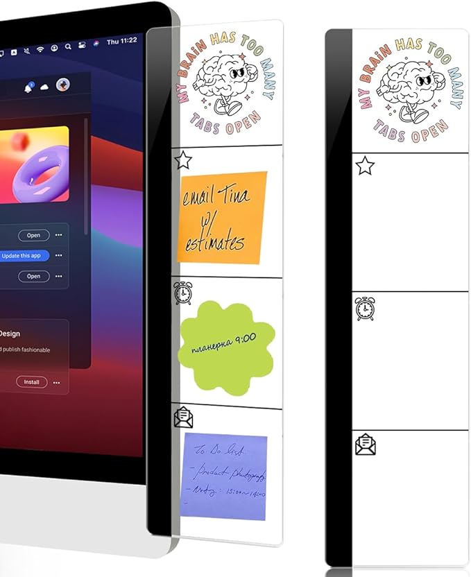 Computer Monitor Memo Board My Brain Has Too Many Tabs Open Logo Decor Monitor Message Board Sticky Notes Office Desk Accessories for Send Family Members Office Friends and Colleagues Gifts