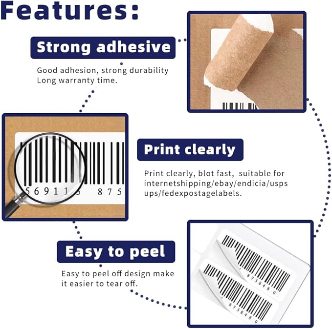 POLYSELLS Self Adhesive 2"x4" Address Shipping Labels, 10UP White Sticker FBA Labels, Inkjet/Laser Printer Compatible, 10 Labels/Sheet, 250 Sheets/2500 Labels