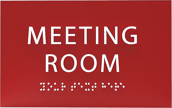 ADA CENTRAL SIGNS - 6" X4" Meeting Room Sign - ADA Compliant Tactile Graphics Grade 2 Braille Text Acrylic Wall Sign | Privacy, Interview, Room Name Sign for Schools, Hospitals, Offices, & Apartments