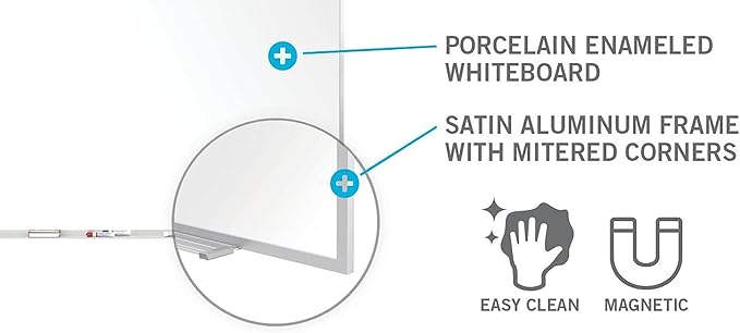 Ghent M1 Porcelain Magnetic Whiteboard, Aluminum Frame, 4'H x 15' 4" W, (2 Pieces)(M1-415-4-2P)