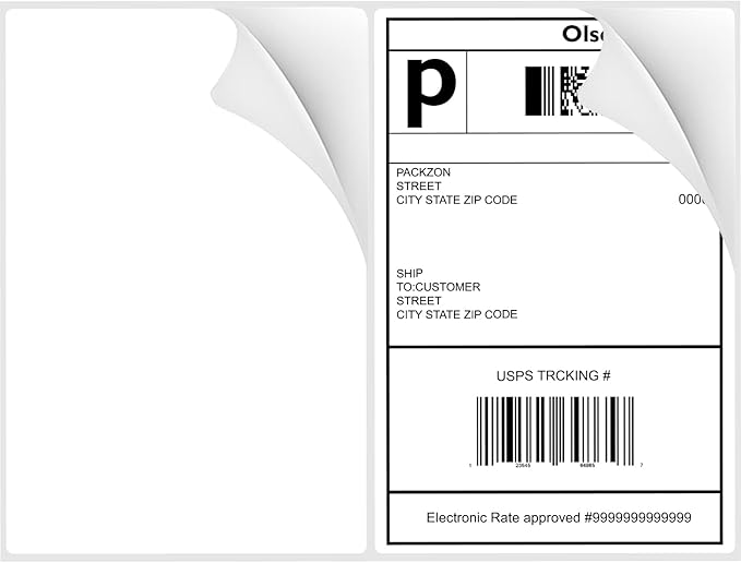 8-1/2"×5-1/2" Shipping Labels 100 Labels Sticker Paper for Laser/Ink Jet Printer mailing Labels 8.5"×11" White 2 per Sheet