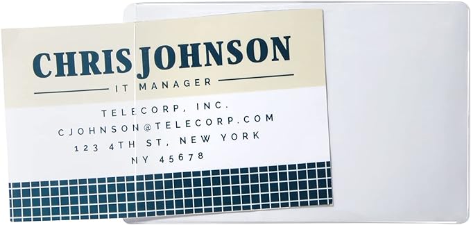 Juvale Business Card Holder Sleeves - Secure Adhesive Pockets - Index Card Holder for Notes - Storage Bin Labels & Clear Pocket Sleeves - Clear Plastic, 3.75 x 2 in, Pack of 100