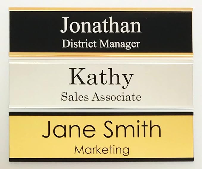 Office Desk Name Plate or Wall/Door Sign - 2x8 or 2x10 - Laser Engraved Sign - CUSTOMIZE. Holder available. Available in 21 colors and 17 fonts. Great gift idea - 10 Tags