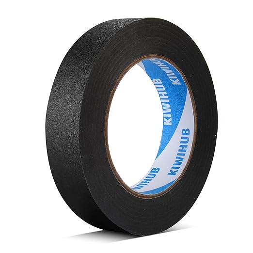 KIWIHUB Black Painters Tape,1" x 60 Yards x 10 Rolls (600 Yards Total) - Medium Adhesive Masking Tape for Painting,Labeling,DIY Crafting,Decoration and School Projects