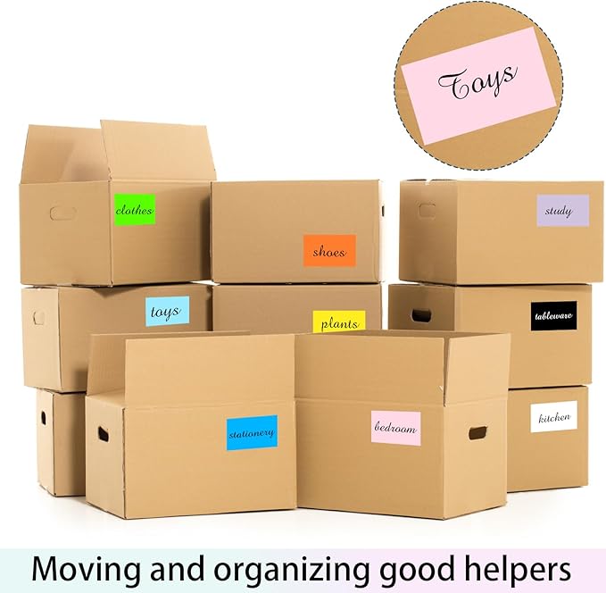 STARLIBOO 3"X5" Rectangle Color Coding Labels, Removable Square Label Inventory Stickers, Permanent Warehouse Moving Box Square Label (250Labels, Lavender Purple)