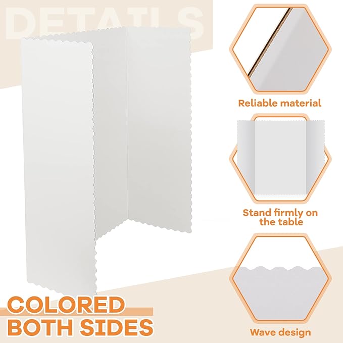 Henoyso 4 Pcs 36 x 48 Inch White Trifold Poster Board Large Tri Fold Presentation White Display Board Foldable Paperboard for Science Fair School Business Project Exhibition
