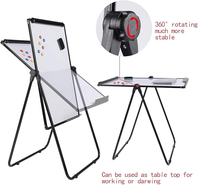 Dry Erase Board with Stand, Double Sided Magnetic Whiteboard, 24 x 36 Portable Height Adjustable White Board with Aluminium Frame