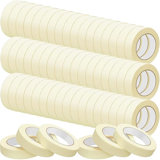 Fainne Masking Tape Bulk General Purpose Masking Painting Tape 55 Yards for Painting Home Office School Stationery Arts Crafts Basic Use, Easy Removal(60 Rolls,0.8 Inch)