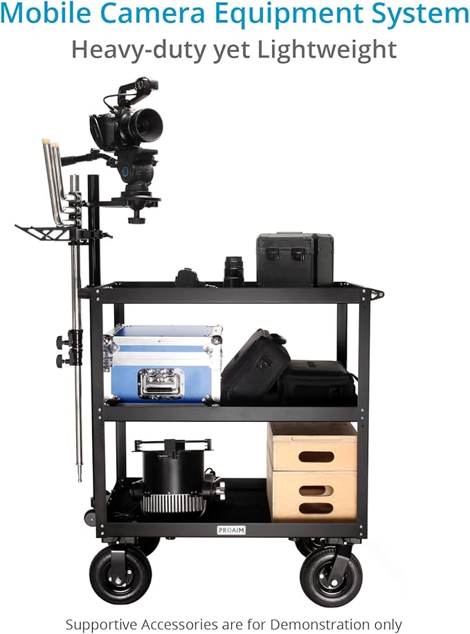 PROAIM Bowado 36" Video Camera Production Cart for Photographer, Videographer & Filmmaker. Payload up to 200kg/440lb. Collapsed Design (CT-BWDO-36)