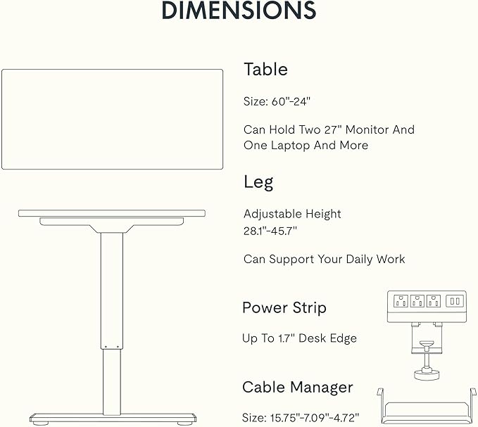 FLEXISPOT EN2 Whole-Piece Standing Desk with Clamp Power Strip, 60 x 24 Electric Stand Up Height Adjustable Desk with Cable Management (Gray Frame + 60" Maple Top, 2 Packages)