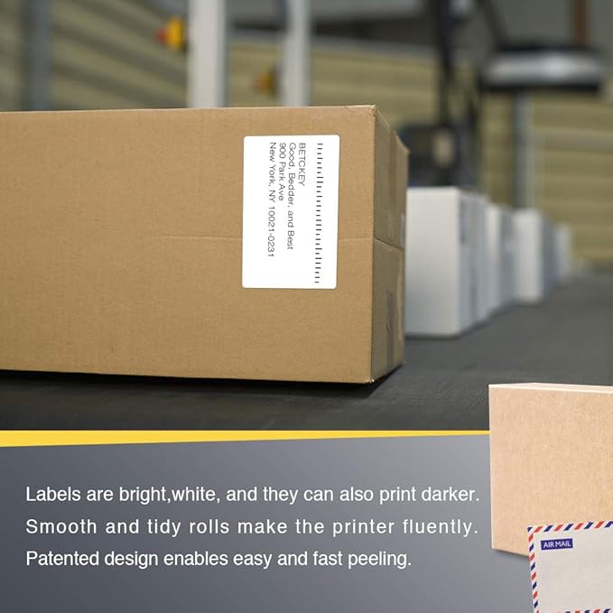 BETCKEY - 4" x 2.5" (102 mm x 64 mm) Shipping & Multipurpose Labels Compatible with Zebra & Rollo Label Printer,Premium Adhesive & Perforated [16 Rolls, 9920 Labels]