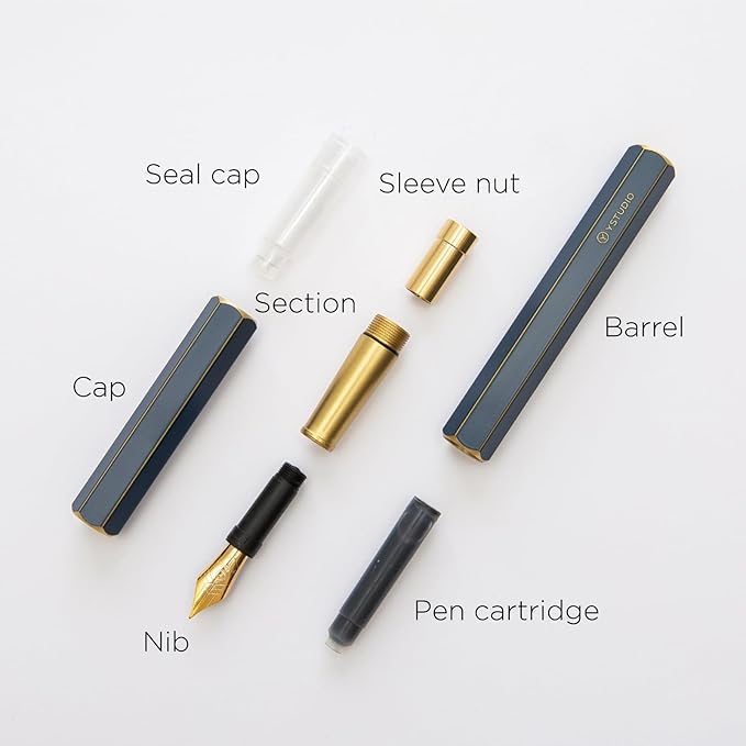 YSTUDIO Stunning Classic Revolve Fountain Pen, Schmidt Gilded Nib, Best Pen Gift Set for Men & Women, Professional, Executive Office, Nice Pens（blue，M nib）
