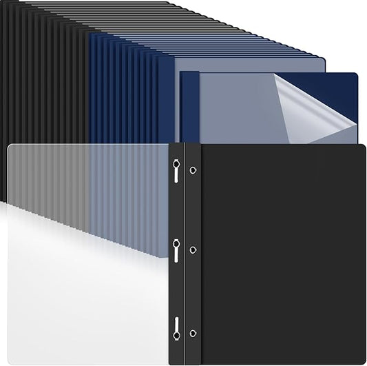 Feifeiya 48 Pack Plastic Report Covers with 3 Prongs Presentation Folders Bulk, 100 Sheet Capacity, Clear Front Report Covers for Presentation Document Paper School Office Supplies (Blue,Black)