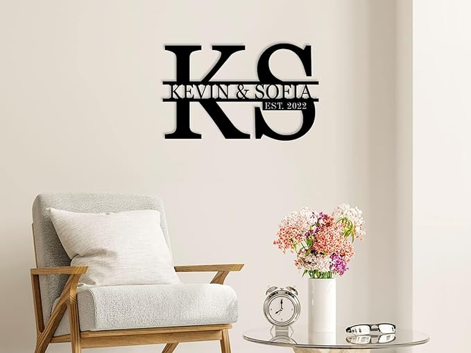 Valentine's Day gifts for 2026 Custom Metal Wedding Anniversary Sign, Personalized Family Name Sign, Initial Split Letter Monogram Signs, Custom Metal Signs, Monogram Wall Decor, Personalized Name wall decor for Home Decor Best Housewarming Gift Weddin...