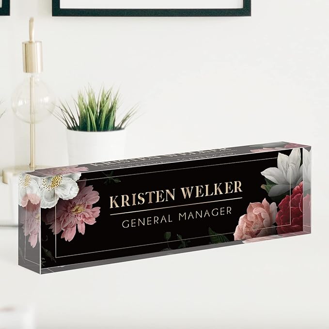 Desk Name Plate Personalized, Custom Name Plates for Desks, Office Desk Decor, Unique Clear Acrylic Glass Block, Personalized Office Gifts for Women Men Coworkers Boss Teachers, Appreciation Gifts