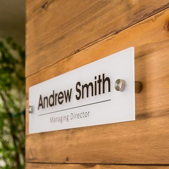 Personalized Office Door Sign, Custom Acrylic Name Plate with Title, Professional Wall Plaque for Business, Home Office, or Desk – Modern Design, Name Plate - 8x2 Executive CEO Sign, New Job Décor 1